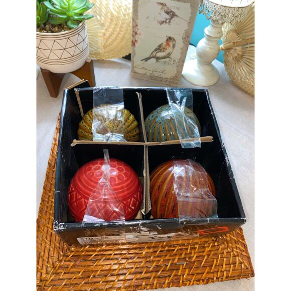 Set 4 GUC Ceramic Glass Decor Accent Balls Boho Style From Wayfair Decoration - Picture 6 of 7